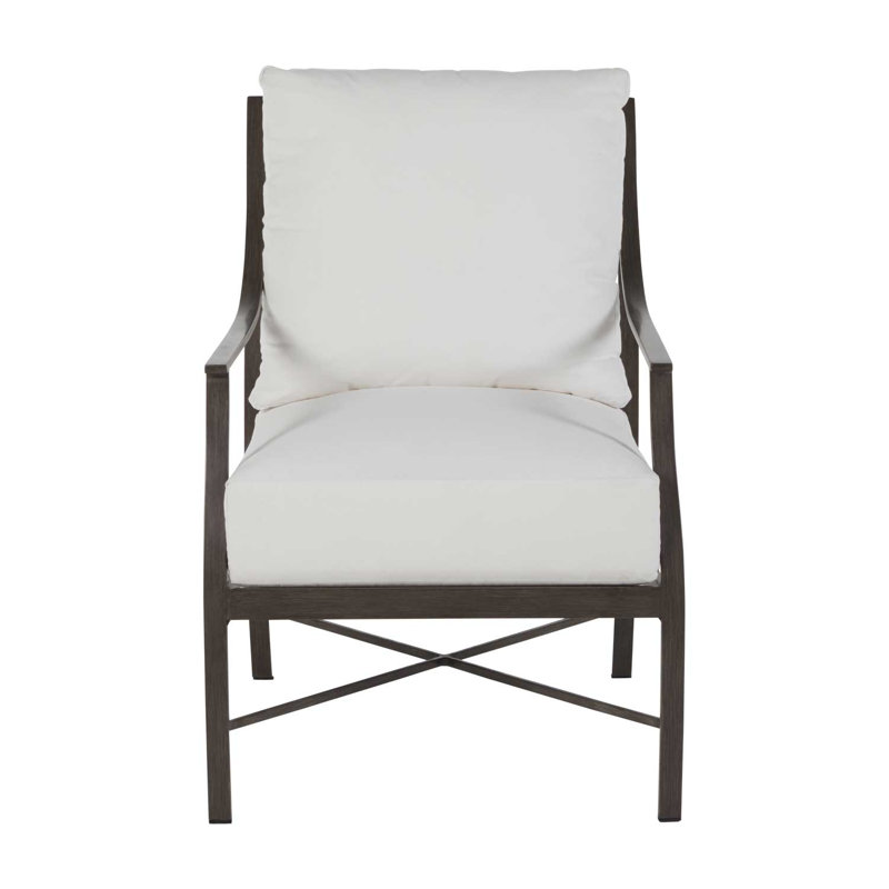 Monaco Arm Chair with Cushions, Rollo Lace InsideOut® Linen, Welt, Slate Gray