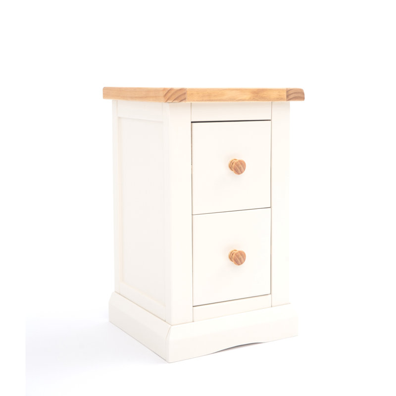 Pharsalia 35cm W Solid + Manufactured Wood Bedside Table, Off-White, Wood Knob