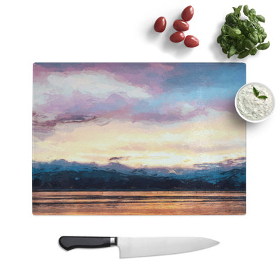 Tempered Glass Clouds Above the Mountains Chopping Board