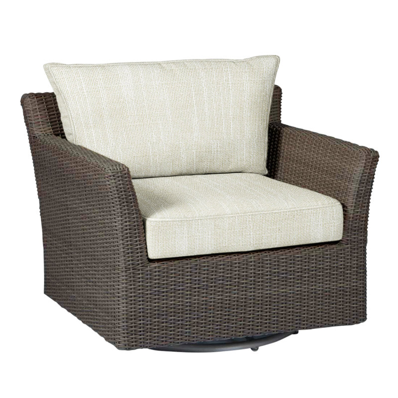 Fauteuil pivotant club tissé - noyer noir, Welt, InsideOut® Rollo ‑ lin crème, Noyer noir