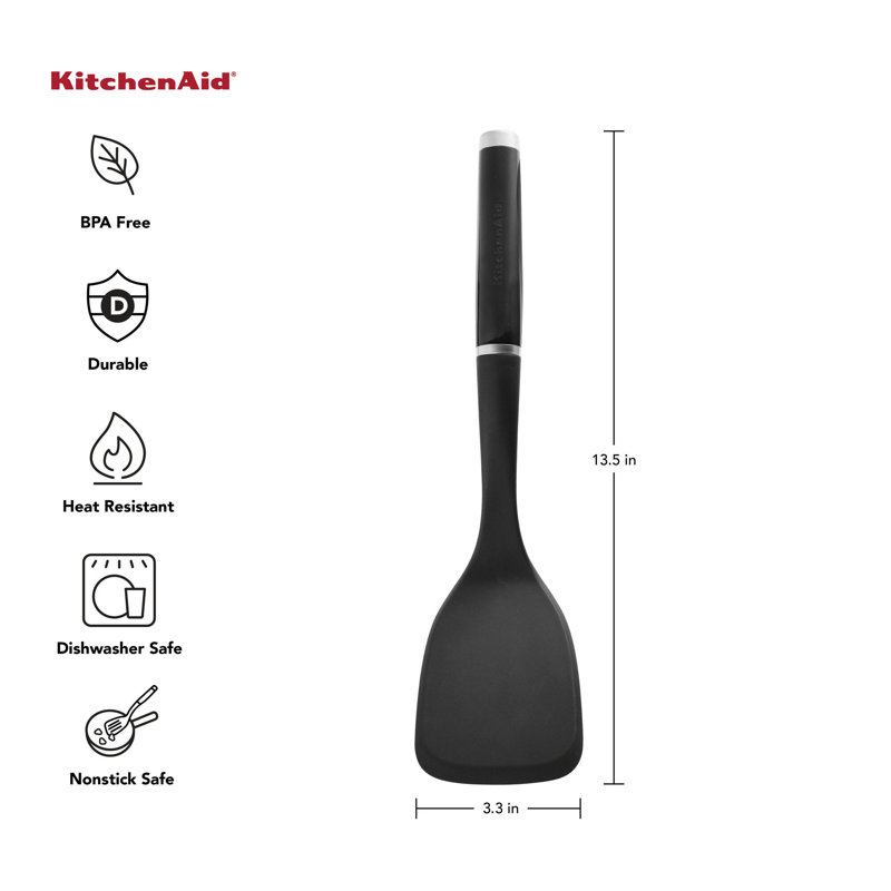 Kitchenaid Classic Solid Turner, Black, 13.5X 3.3 Inch, Black