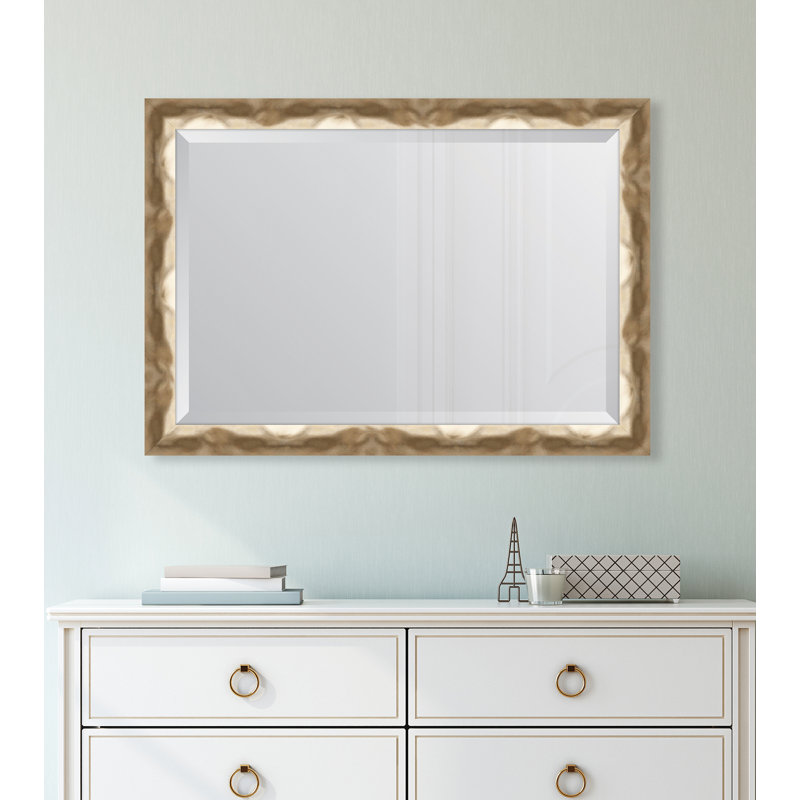 Brookneal Wood Rectangle Wall Mirror, Gold, 41" H x 29" W