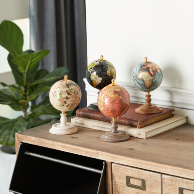 Small Wooden 4 Piece Globe Set