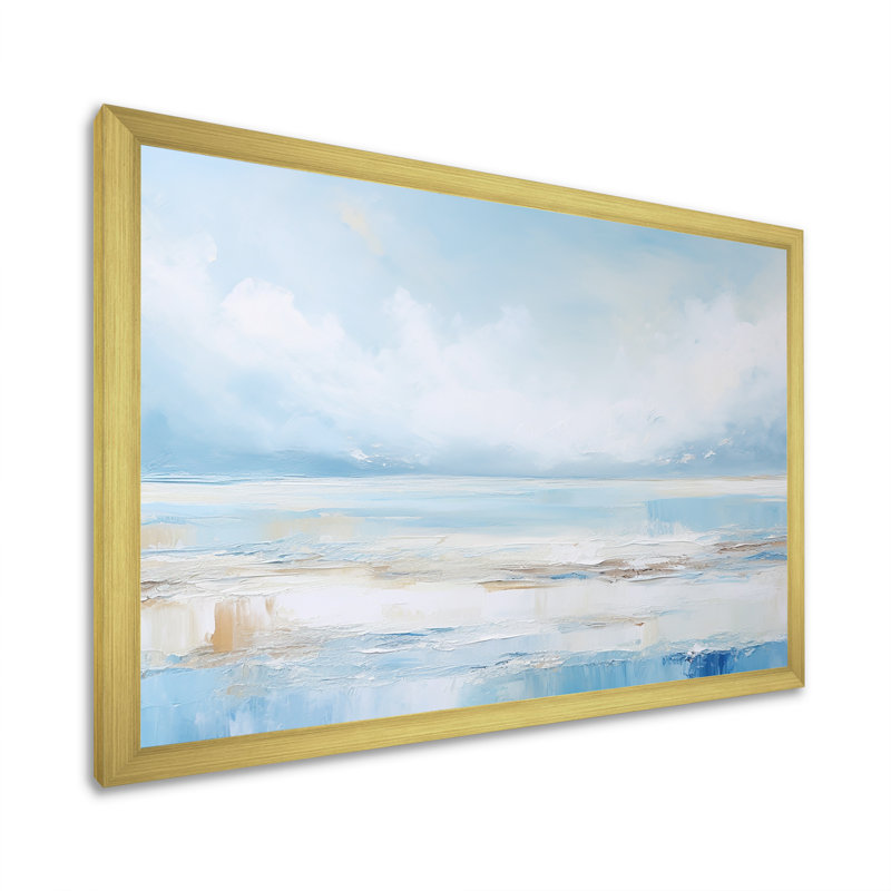 Coastal Beach Minimal Scenery IV - Salon d'art mural plage et océan, Cadre doré simple, H 34 po x l 44 po x P 1,5 po