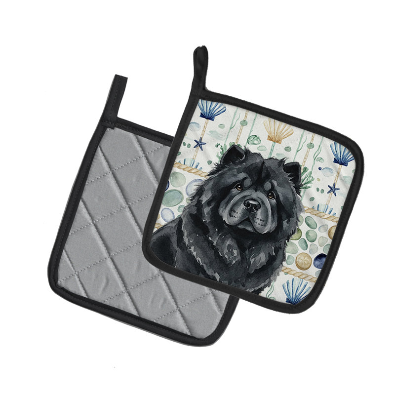 Paire de poignées en verre noir Chow Chow