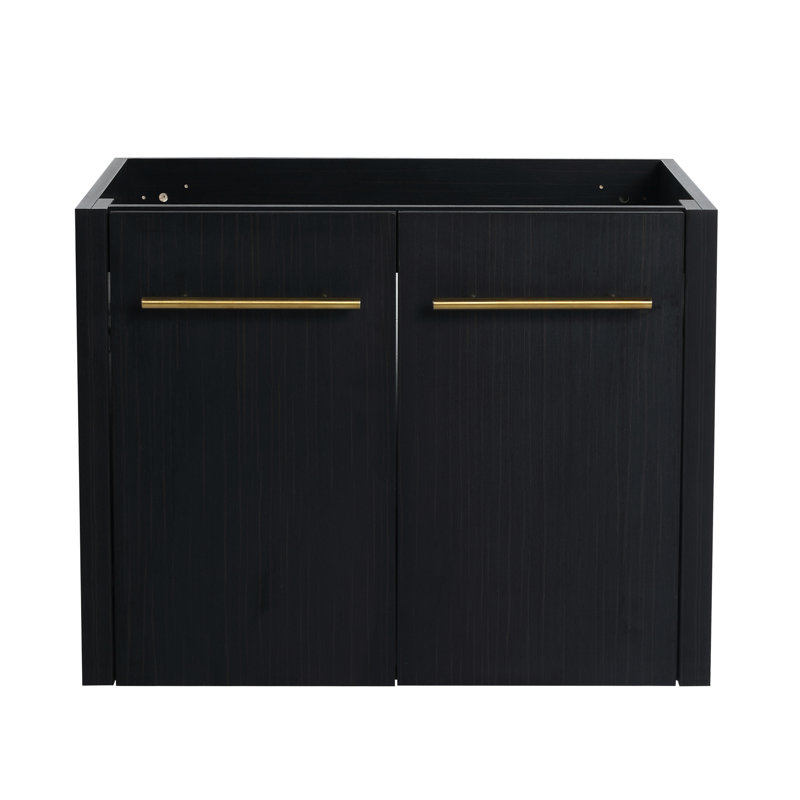 Meuble-lavabo moderne en châtaignier noir - 24 po avec des matériaux et de grands compartiments de rangement