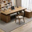 Bureau de direction brun en forme de L en bois de pin massif avec armoires latérales-1013776772-1013776778