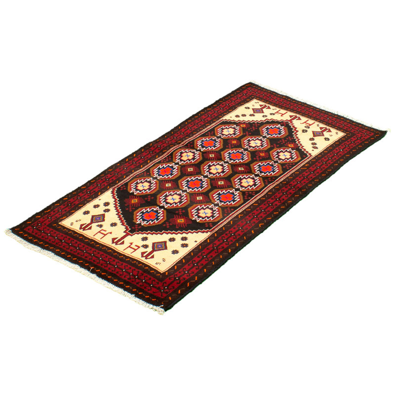 Tapis décoratif en laine noué à la main de conception unique 3 pi 3 po x 6 pi boyt New Age