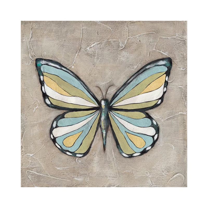Graphic Spring Butterfly II by Jade Reynolds - Wrapped Canvas Print, 93.98 cm H x 93.98 cm W x 1.91 cm D