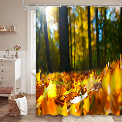 Autumn Forest Leaves Fall Tree Garden Shower Curtain with 12 Hooks