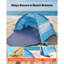 Beach Tent Sun Shelter for 4 Person, UPF 50+ Protection, Portable Sun Shade Canopy with Carrying Bag & Sand Pockets, Lightweight and Easy Setup Beach Umbrella for Camping Fishing Outdoor Picnic