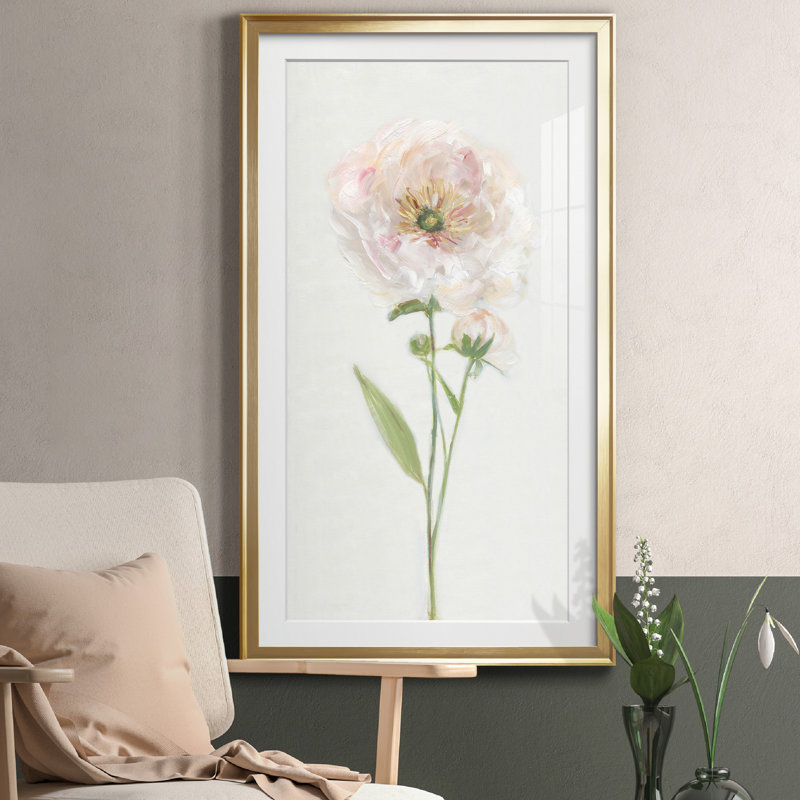 Pivoine simple II - Reproduction d'art sur papier encadrée, Encadrement doré, H 10,5 po x l 18,5 po x P 1,5 po