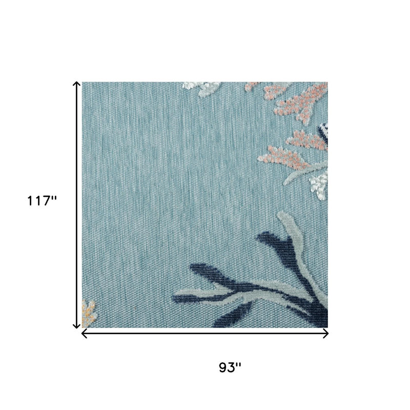 Tapis 8 pi x 9 pi bleu et corail 8 pi x 9 pi