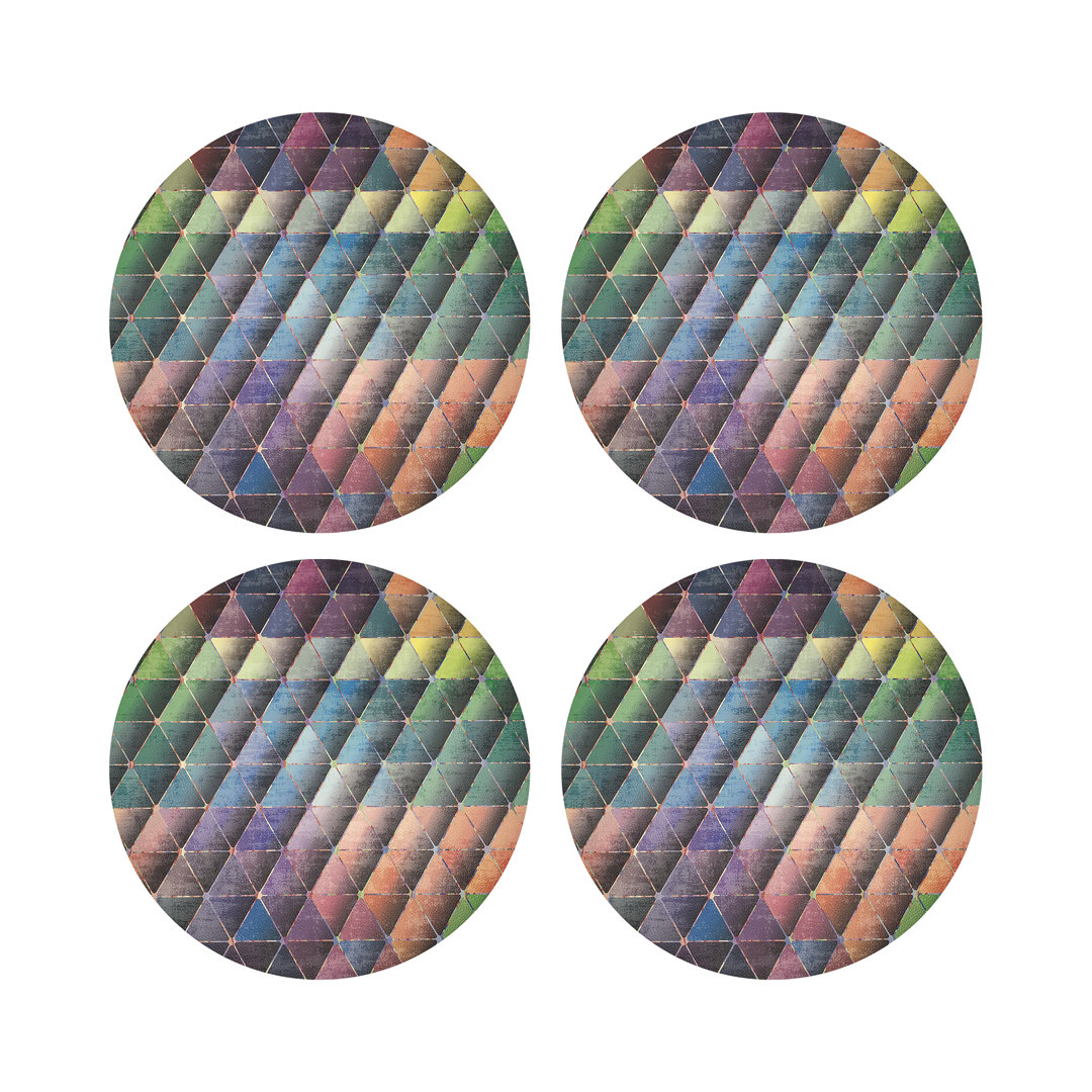 Triage Multi Vegan Leather Round Pebble Placemat (Set of 4) Nicolette Mayer