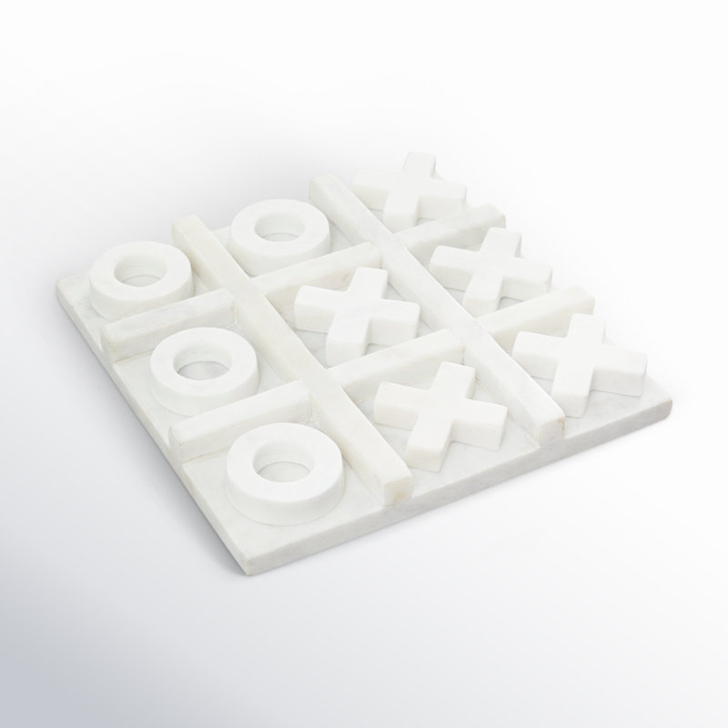 Marble Tic Tac Toe Decor Game Set, White