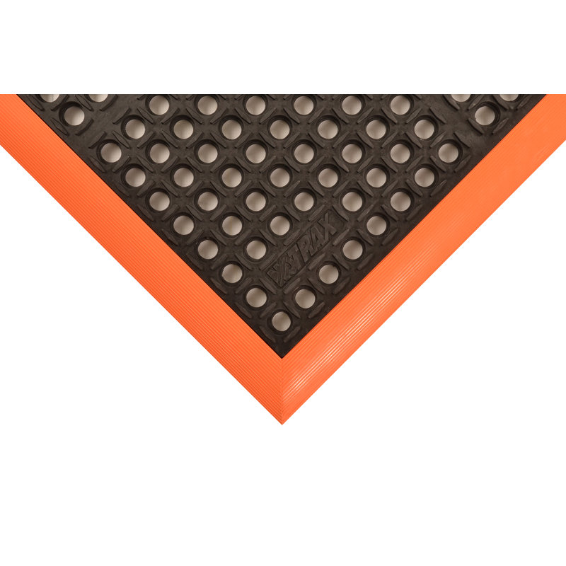 Solid Color Kitchen Mat, Orange/Black, Rectangle 3'2" x 5'4"
