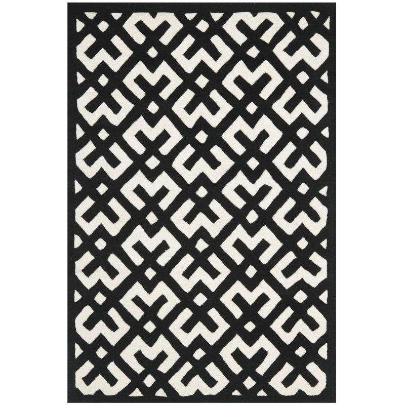 Geometric Wool Hand Woven Area Rug, Rectangle 122 x 183cm
