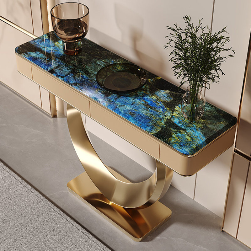Console légère et luxueuse, 33,5 po H x 63 po L x 13,8 po P, Doré