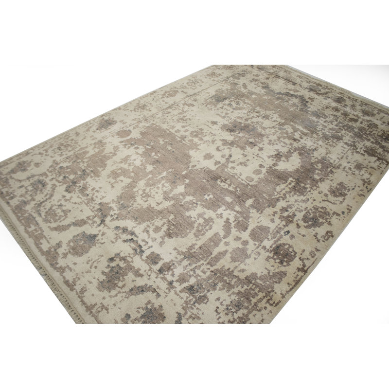 Tapis crème abstrait noué à la main