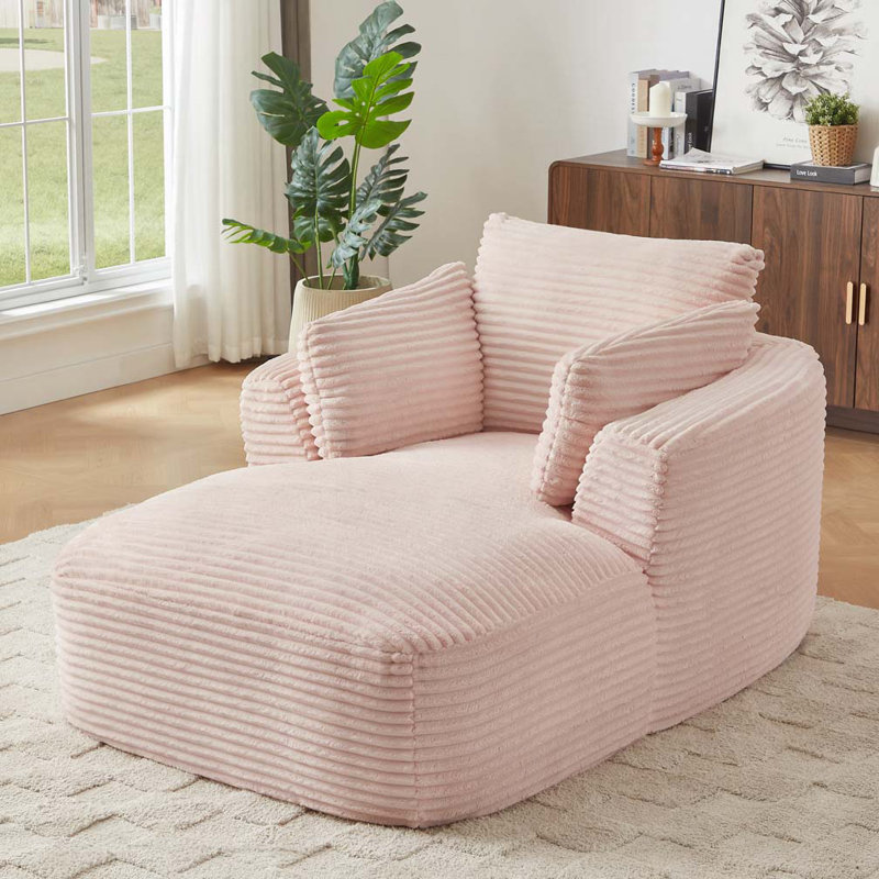 Fauteuil-lit en velours côtelé, aucun assemblage requis,, Rose