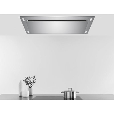 38" 600 CFM Flush Ceiling Mounted Island Range Hood with Wall Switch and Dimmable LED's