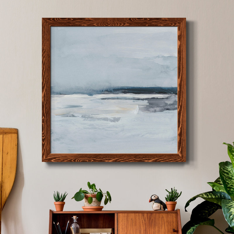 Inky Coastline II - Toile encadrée de qualité supérieure - prête à être accrochée, H 17 po x l 17 po x P 1,5 po, Érable