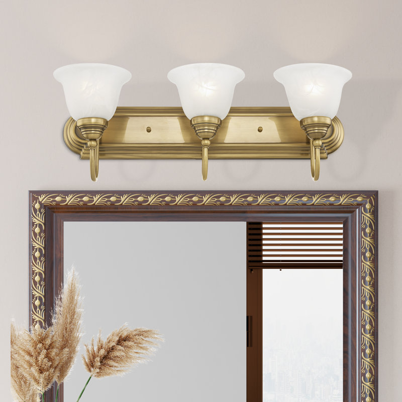 Éclairage de salle de bain à intensité variable 3 lumières Belmont, Laiton antique