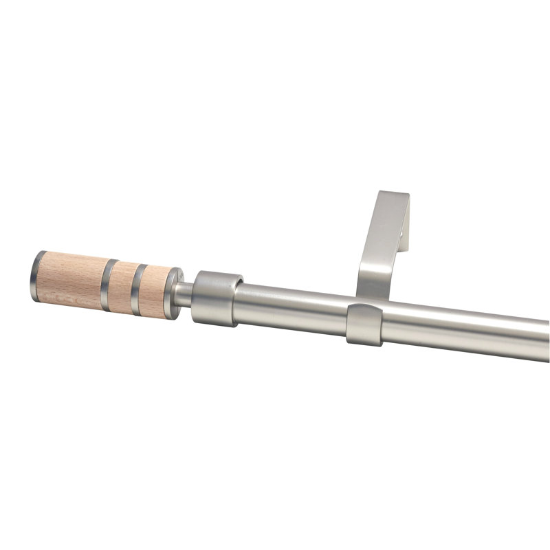 Alwayne Curtain Pole Set, 183cm H x 4cm W x 4cm D, Brush Nickel