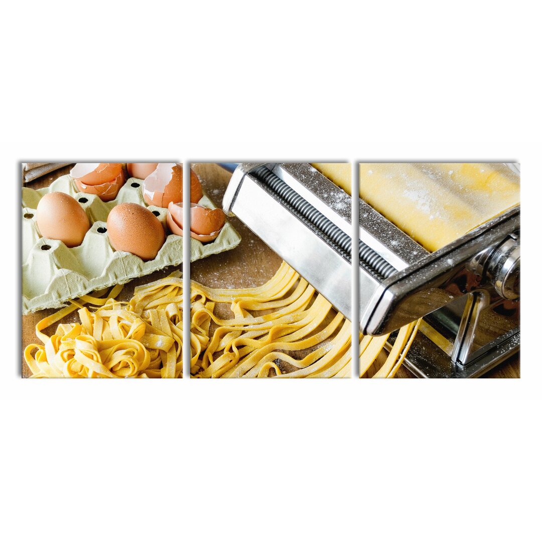 3-tlg. Leinwandbilder-Set Nudelmaschine Pasta Italia