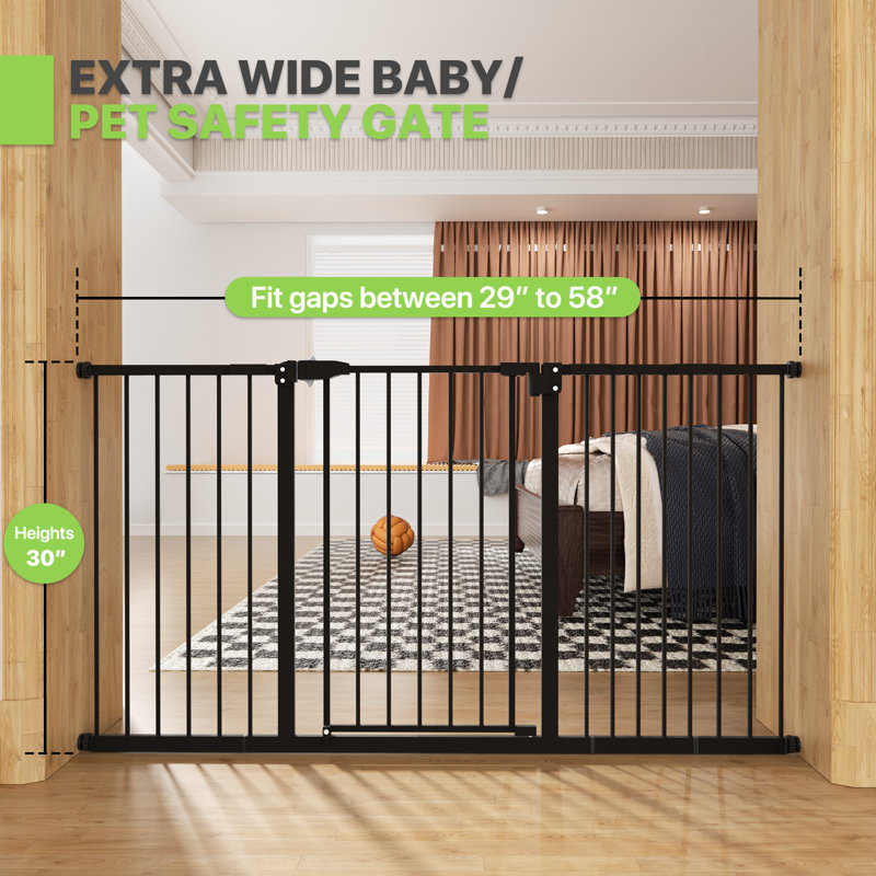 Forshee 30" Tall Baby & Pet Safety Gate for Doorways and Stairways Pressure Mounted Walk-Through Gate Fits 47-54 Inch Openings for Cats and Dogs