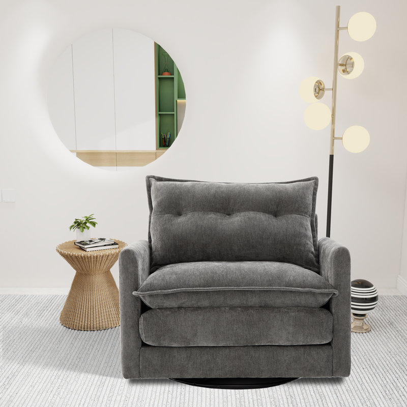 Fauteuil pivotant simple 36 po en chenille, Gris