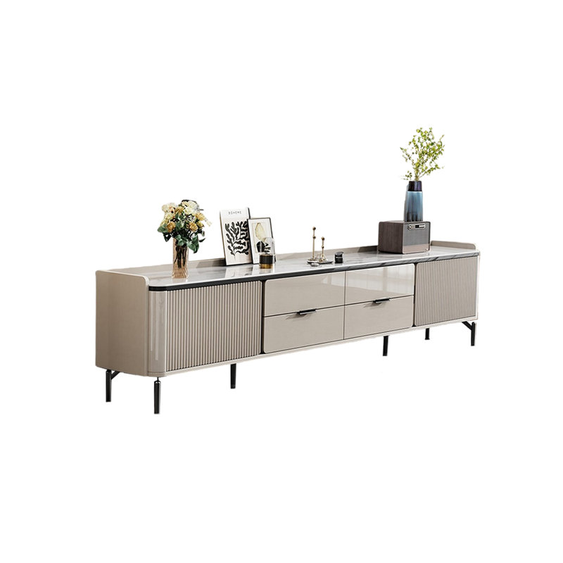 Meuble télé moderne et luxueux, Black/Beige, 94.49"