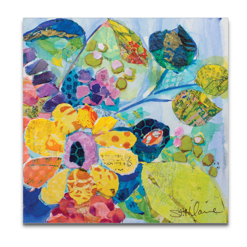« bold fleuris vi », peinture, H 16 po x l 16 po x P 1,5 po, Toile tendue
