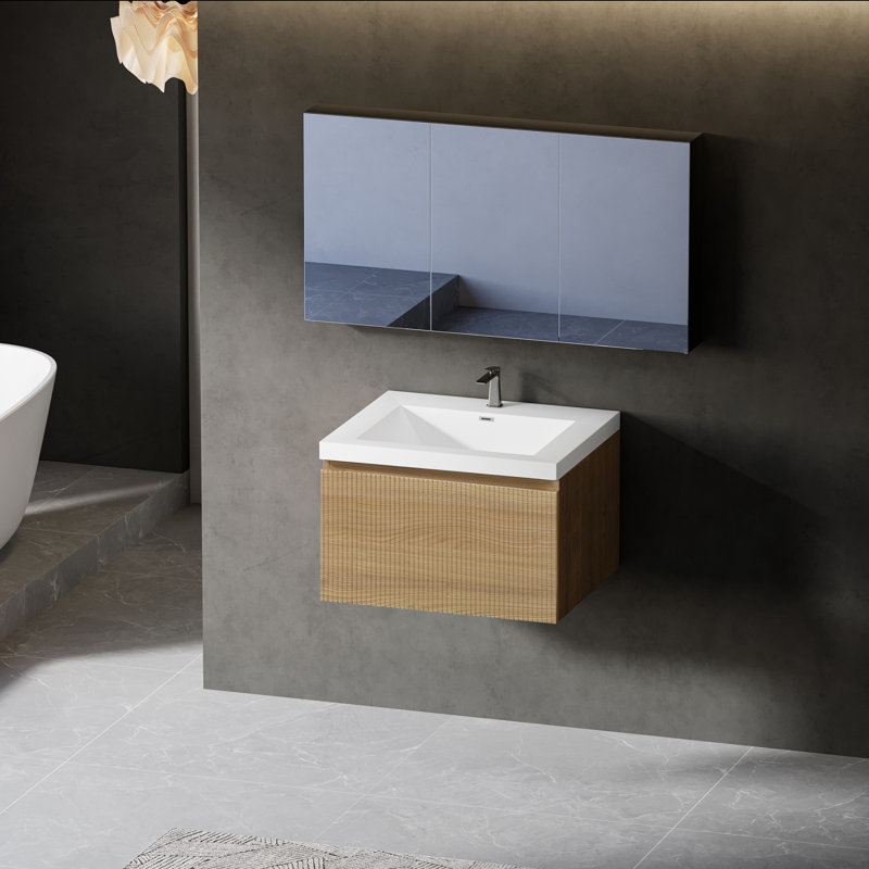 Meuble-lavabo mural moderne en bois d'ingénierie pour une salle de bain élégante