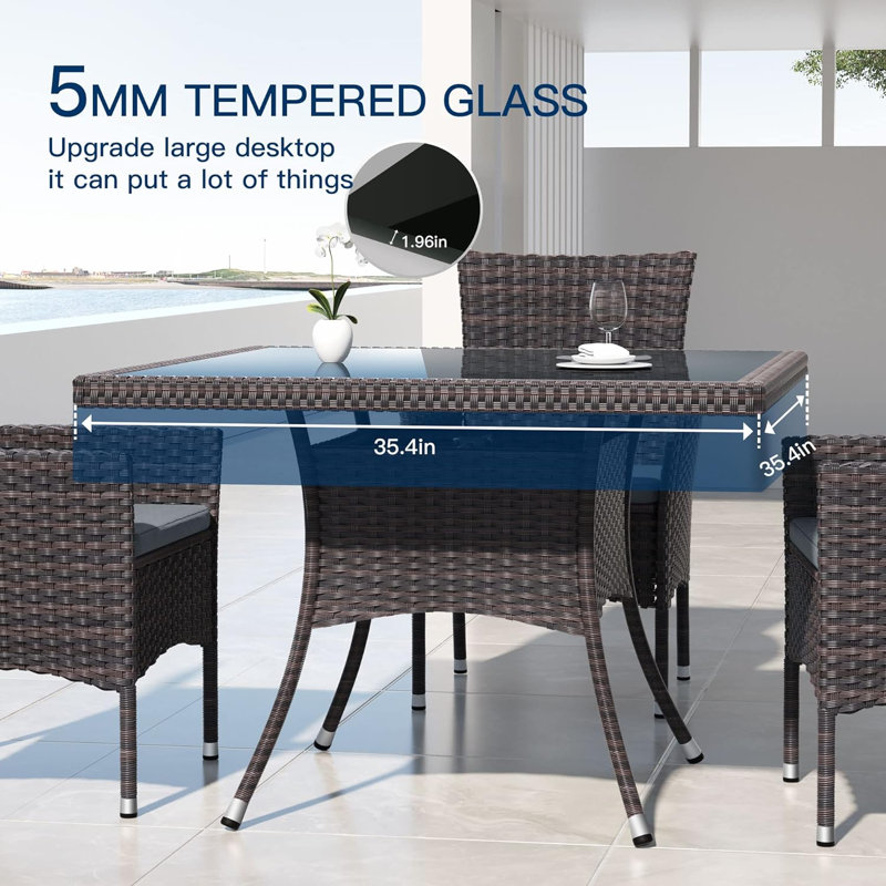 Eddiel 4 - Person Patio Dining Set with Rectangular Table