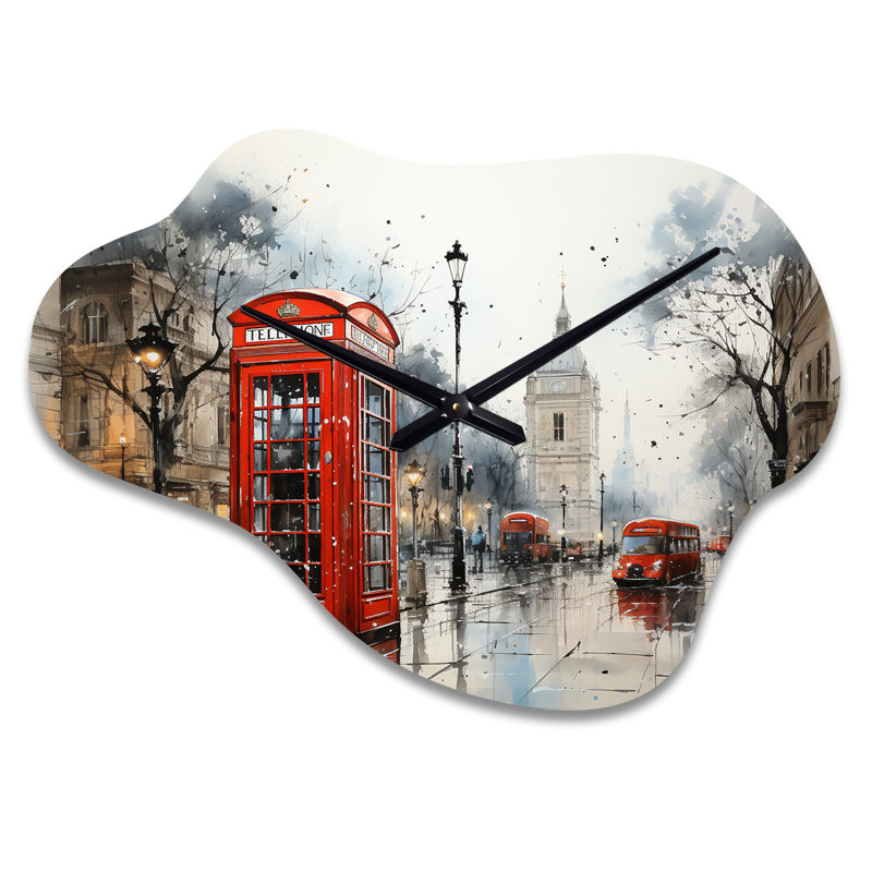 Horloge murale en métal rouge Delanta, Petit