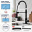 Matte Black Pull Down Kitchen Faucet with 4 Spraying Modes, Single Handle, Commercial Spring Design, 1 or 3 Hole Installation