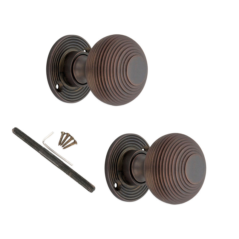 Beehive 50mm Rim/Mortice Door Knob, Bronze