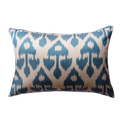 Ispa Silk Feathers Geometric Lumbar Pillow Cover & Insert