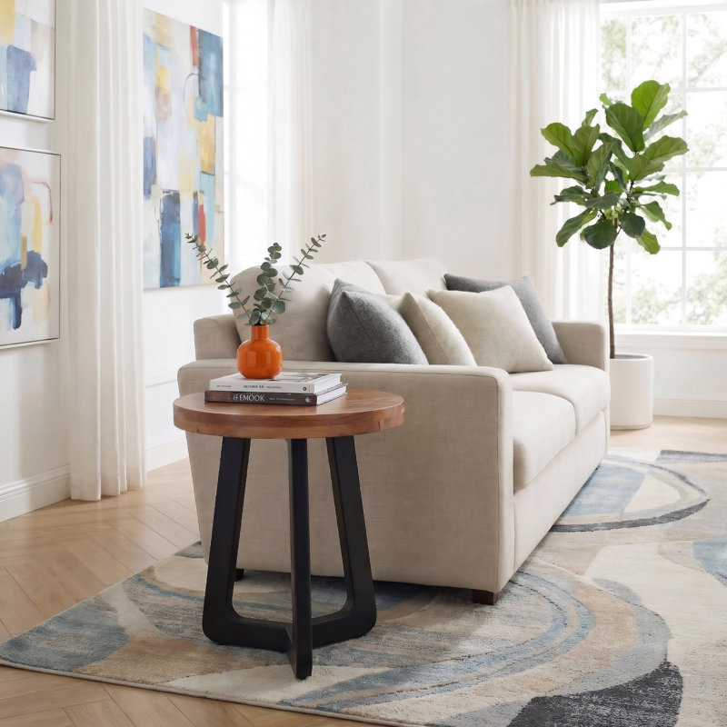 Round Solid Wood End Table