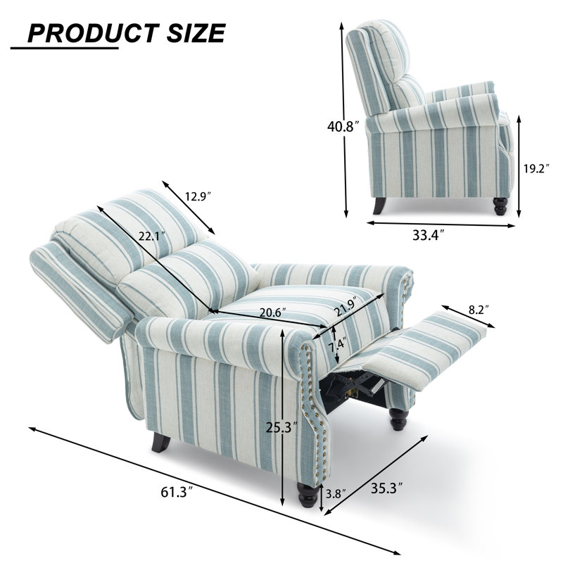 Fauteuil inclinable manuel Ameiah, Bleu rayé