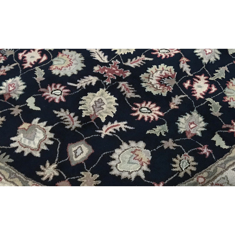 Hand-Knotted High-Quality Black Round Area Rug
