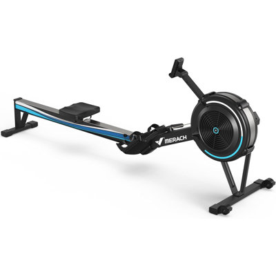 Rameur MERACH Air Resistance, résistance réglable, siège ergonomique avec moniteur et support pour la maison