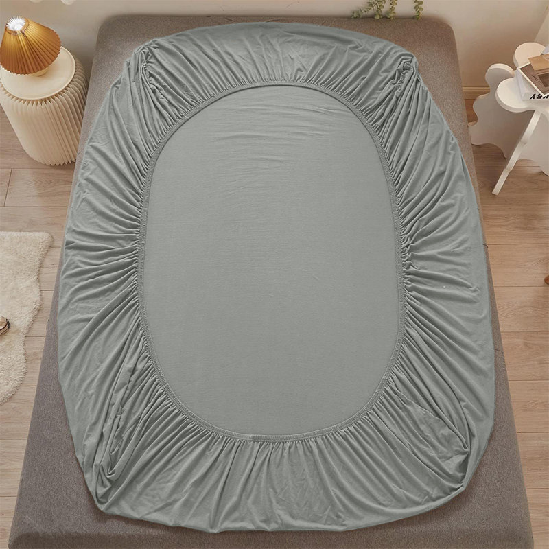 Cotton Blend 30cm Deep Pocket Jersey Fitted Sheet, Silver, Kingsize (5')