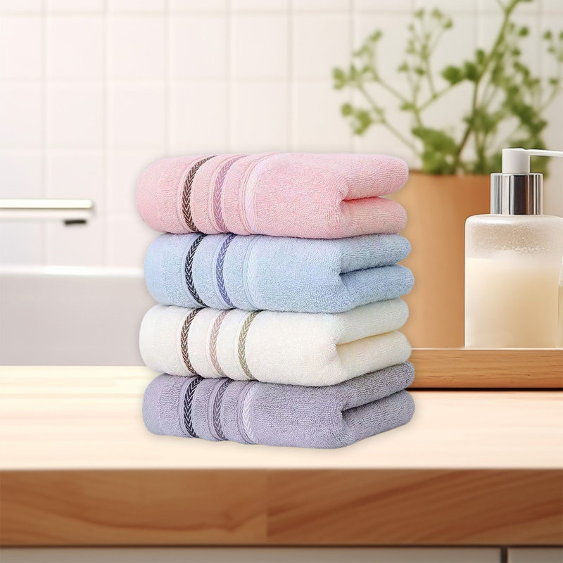 Ensemble de serviettes de bain en coton doux et très absorbant, serviettes à séchage rapide non pelucheuses pour la baignoire spa et la maison, rose / gris / beige / bleu 28,7 x 13,4 po