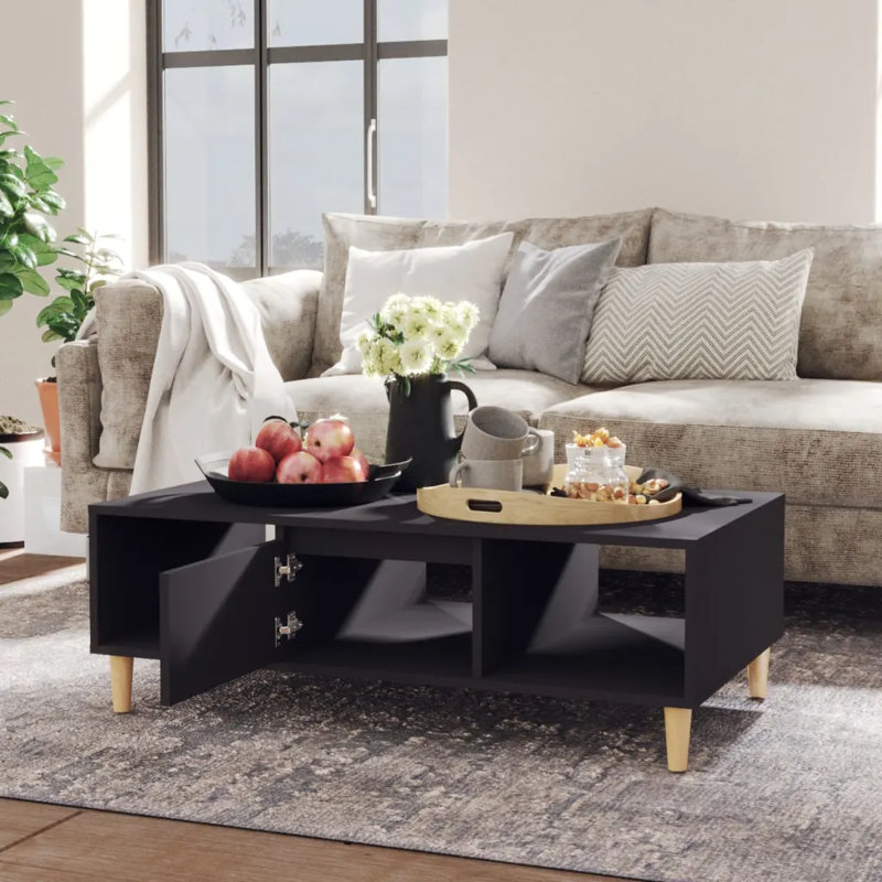 Awar Four Leg Coffee Table with Storage, Grey