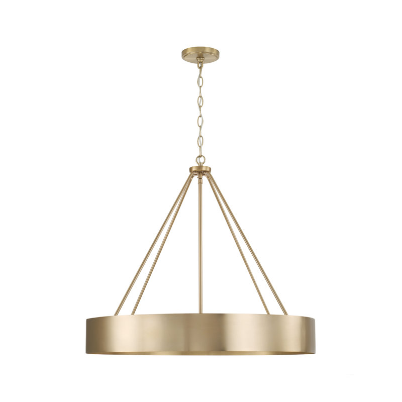 27.50"W x 24.25"H 4-Light Modern Circular Metal Chandelier, Matte Brass