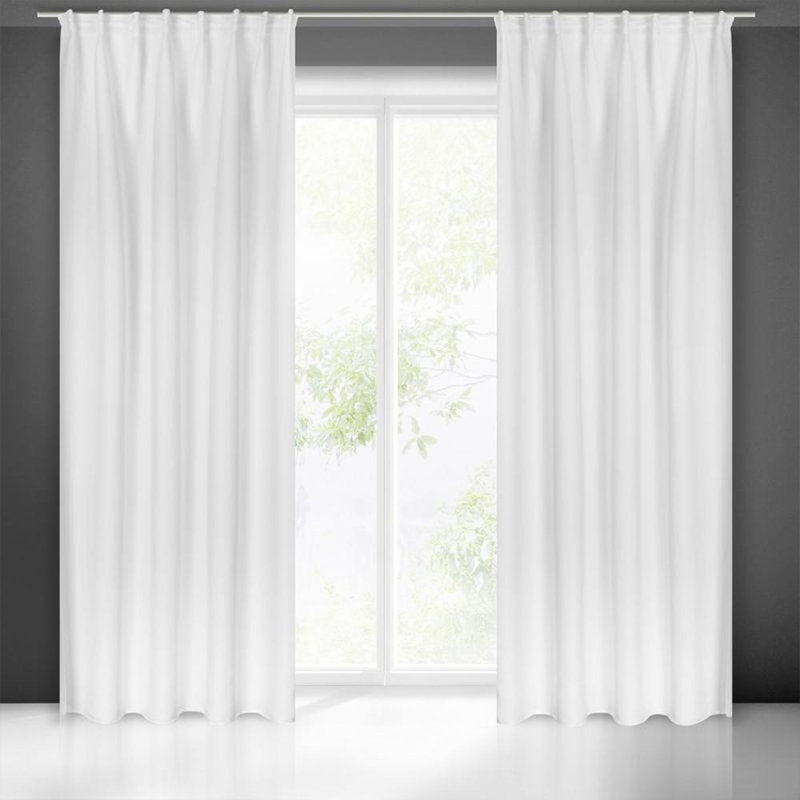 Milan Room Darkening Single Curtain, White Tape