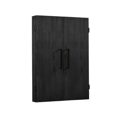 American Heritage Alta Dartboard Cabinet - Handcrafted Walnut Cabinet with Dual Scoring Chalkboards & Dart Storage, Black Ash