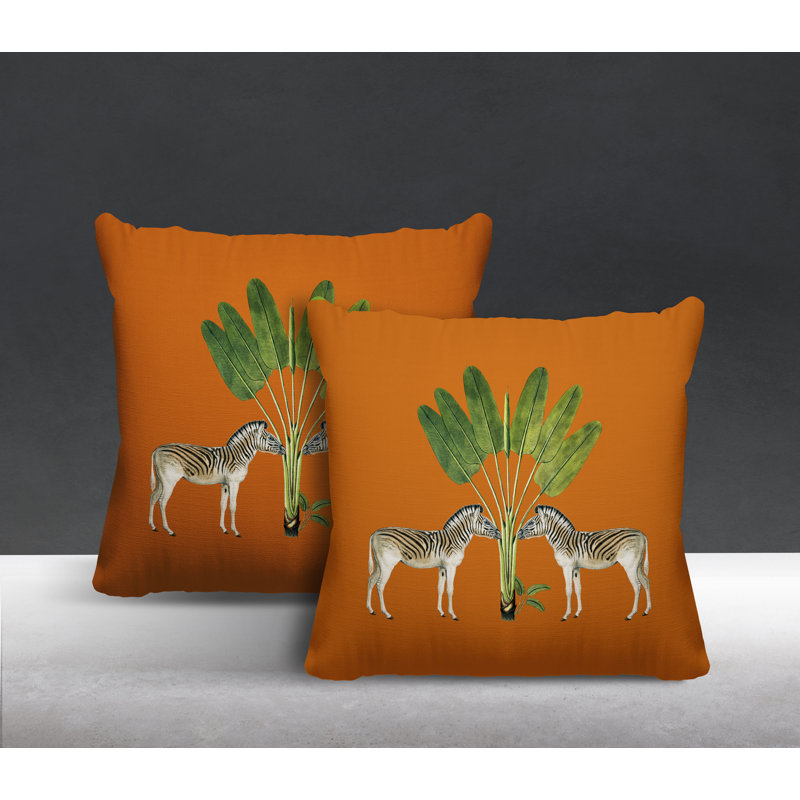 No Decorative Addition Outdoor Reversible Throw Pillow, 19W" x 19H", Orange